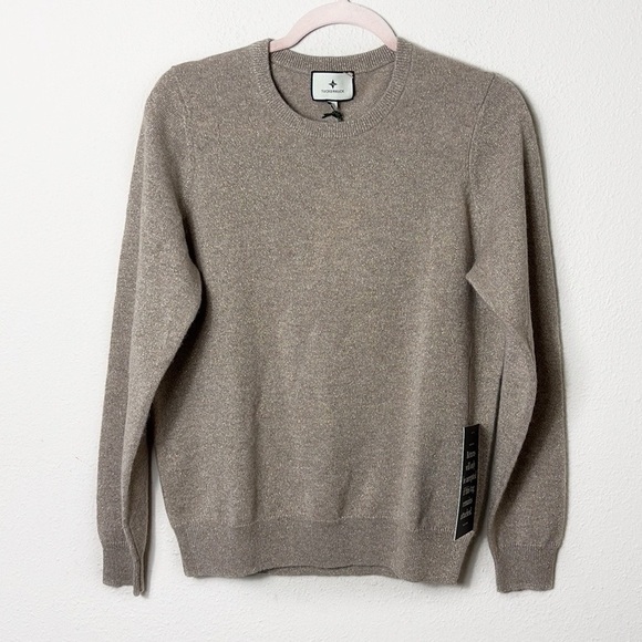 NWT Tuckernuck Lurex Metallic Wheat Cashmere Crewneck Pullover Sweater sz large - Picture 5 of 13